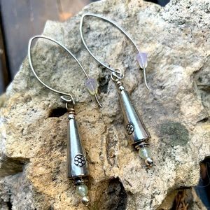 Silver tone conical earrings by designer Susan Ray